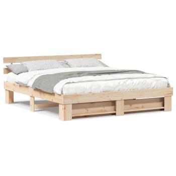 Bettgestell mit Kopfteil Braun 200 x 200 cm Massivholz Kiefer