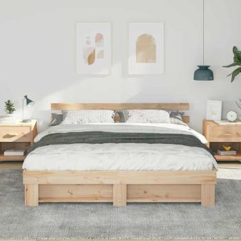 Bettgestell mit Kopfteil Braun 200 x 200 cm Massivholz Kiefer