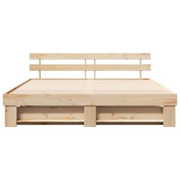 Bettgestell mit Kopfteil Braun 200 x 200 cm Massivholz Kiefer