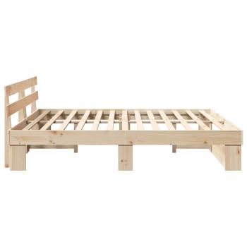 Bettgestell mit Kopfteil Braun 200 x 200 cm Massivholz Kiefer