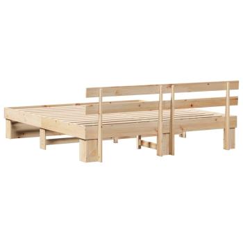 Bettgestell mit Kopfteil Braun 200 x 200 cm Massivholz Kiefer