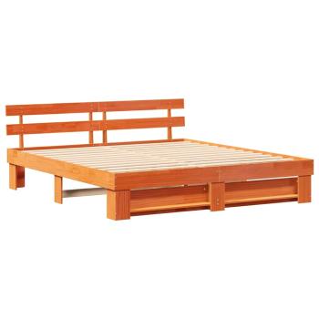 Bettgestell mit Kopfteil Braun 200 x 200 cm Massivholz Kiefer