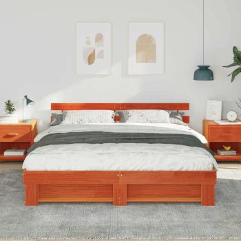 Bettgestell mit Kopfteil Braun 200 x 200 cm Massivholz Kiefer