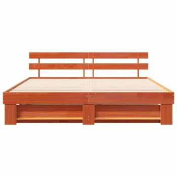 Bettgestell mit Kopfteil Braun 200 x 200 cm Massivholz Kiefer