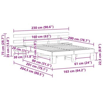 Bettgestell mit Schubladen Braun 160 x 200 cm