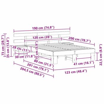 Bettgestell mit Schubladen Braun 120 x 200 cm