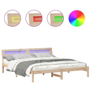 Bettgestell mit LED -Streifenleuchten mit Kopfteil Braun 200 x 200 cm