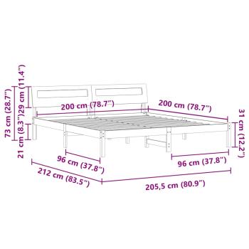 Bettgestell mit LED -Streifenleuchten mit Kopfteil Weiß 200 x 200 cm Holz