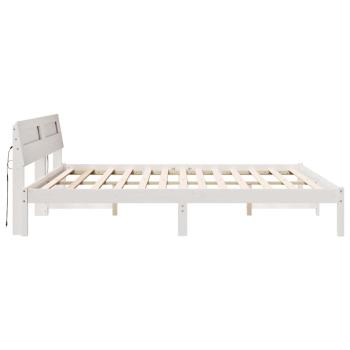 Bettgestell mit LED -Streifenleuchten mit Kopfteil Weiß 200 x 200 cm Holz