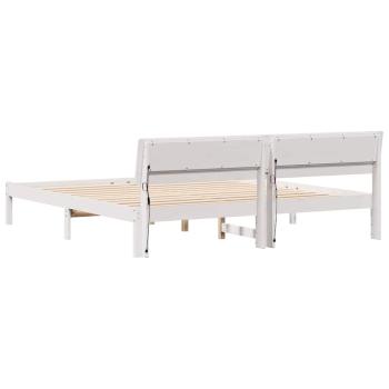Bettgestell mit LED -Streifenleuchten mit Kopfteil Weiß 200 x 200 cm Holz
