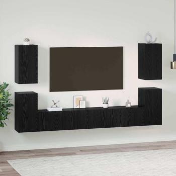 ARDEBO.de - TV-Schrank-Set mit Regal Sonstiges mit Speicher mit Tür 7 pcs Schwarze Eiche Holzwerkstoff