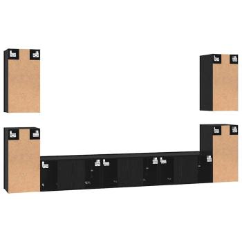 TV-Schrank-Set mit Regal Sonstiges mit Speicher mit Tür 7 pcs Schwarze Eiche Holzwerkstoff