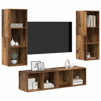 TV-Schrank Set 3 pcs Altholz 37 x 37 x 142,5 cm Holzwerkstoff