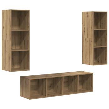 TV-Schrank Set 3 pcs Eiche handwerklich 37 x 37 x 142,5 cm