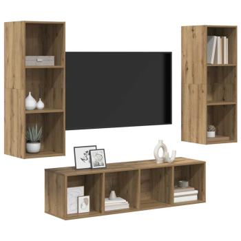 TV-Schrank Set 3 pcs Eiche handwerklich 37 x 37 x 142,5 cm