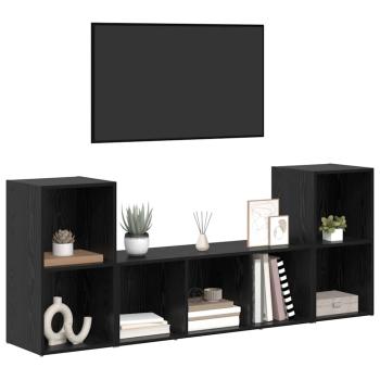 TV-Schrank Set 3 pcs Schwarz 107 x 35 x 37 cm Holzwerkstoff