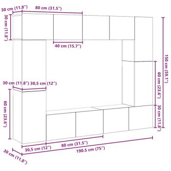 TV-Schrank-Set 8 pcs Altholz 80 x 30 x 30 cm Holzwerkstoff