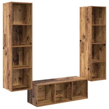 TV-Schrank Set 3 pcs Altholz 37 x 37 x 142,5 cm Holzwerkstoff