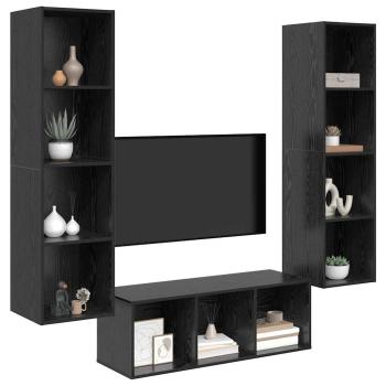 TV-Schrank Set 3 pcs Schwarze Eiche 37 x 37 x 142,5 cm
