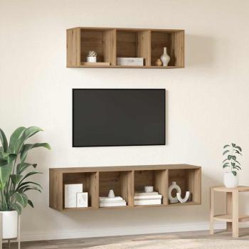 ARDEBO.de - TV-Schrank Set 2 pcs Eiche handwerklich 37 x 37 x 142,5 cm
