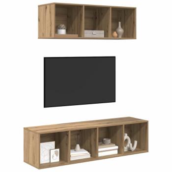 TV-Schrank Set 2 pcs Eiche handwerklich 37 x 37 x 142,5 cm