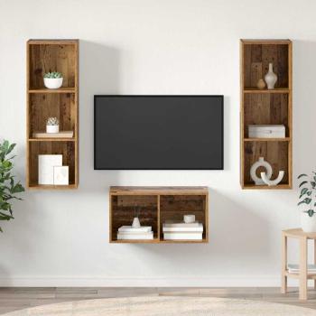 ARDEBO.de - TV-Schrank Set mit Regal Altholz 37 x 37 x 107 cm Holzwerkstoff