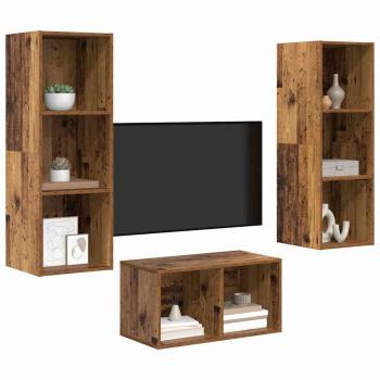 TV-Schrank Set mit Regal Altholz 37 x 37 x 107 cm Holzwerkstoff