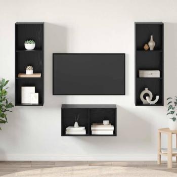 ARDEBO.de - TV-Schrank Set Schwarze Eiche 37 x 37 x 107 cm Holzwerkstoff
