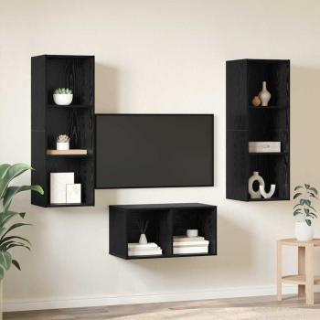 TV-Schrank Set Schwarze Eiche 37 x 37 x 107 cm Holzwerkstoff