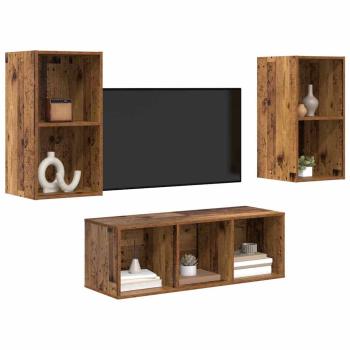 TV-Schrank Set 3 pcs Altholz 37 x 37 x 107 cm Holzwerkstoff