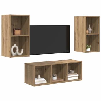 TV-Schrank Set 3 pcs Eiche handwerklich 37 x 37 x 107 cm