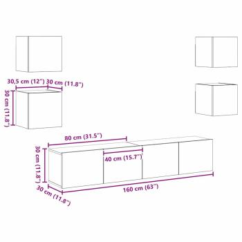 TV-Schrank-Set 6 pcs Braun 160 x 30 x 30 cm Holzwerkstoff