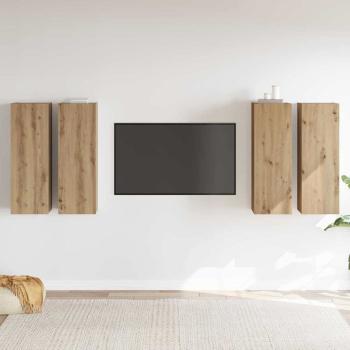 TV-Schrank-Set 4 pcs Eiche handwerklich 30,5 x 30 x 90 cm
