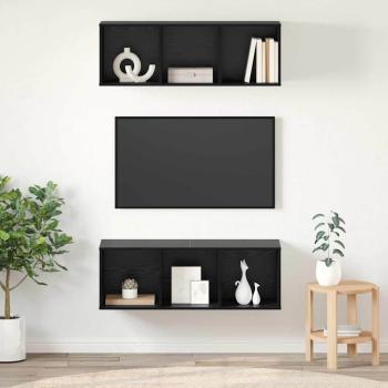 ARDEBO.de - Wandmontierte TV-Schränke mit Regal Wandmontiert mit Speicher 2 pcs Schwarze Eiche