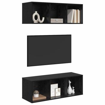 Wandmontierte TV-Schränke mit Regal Wandmontiert mit Speicher 2 pcs Schwarze Eiche