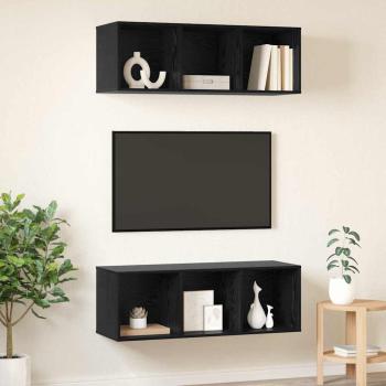 Wandmontierte TV-Schränke mit Regal Wandmontiert mit Speicher 2 pcs Schwarze Eiche