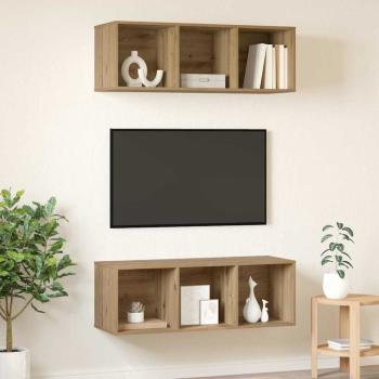 Wandmontierte TV-Schränke mit Regal Wandmontiert mit Speicher 2 pcs Eiche handwerklich
