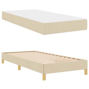 Boxspringbett Creme, Braun 90 x 190 cm Stoff, Ingenieurholz