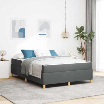 ARDEBO.de - Boxspringbett Dunkelgrau und Weiß und Dunkelgrau 140 x 190 cm