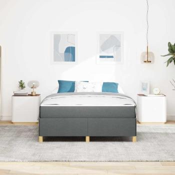 Boxspringbett Dunkelgrau und Weiß und Dunkelgrau 140 x 190 cm