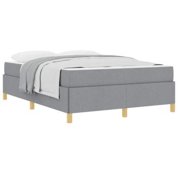 Boxspringbett Hellgrau und Weiß und Hellgrau 160 x 200 cm Stoff