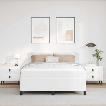 Bettgestell mit Matratze Weiß 140 x 200 cm Kunstleder