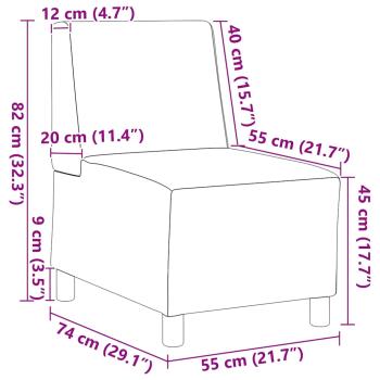 Sofa Stuhl Hellgrau 55 cm Stoff 3 pcs Creme 55 x 74 x 82 cm