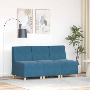 ARDEBO.de - Sofa Stühle 3 pcs Blau 55 x 74 x 82 cm Samt