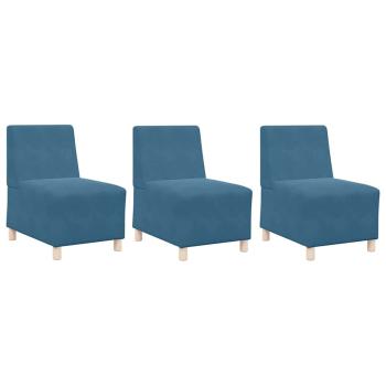 Sofa Stühle 3 pcs Blau 55 x 74 x 82 cm Samt