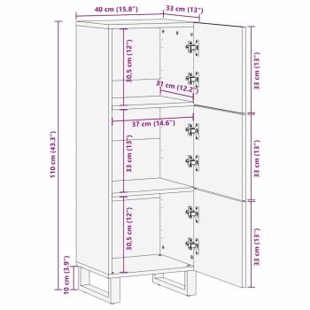 Highboard Nussbaum Holz mit Regal Sonstiges mit Speicher mit Tür Braun 40 x 33.5 x 110 cm