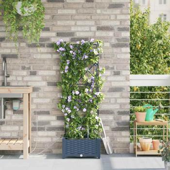 Gartenblumentopf Lattice mit Speicher Grau 40 x 40 x 126cm Plastik