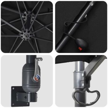 Gartenparasol Schwarz 248.5 x 247.5 x 160 cm Stoff