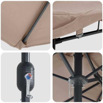 Gartenparasol Taupe 385 x 209 x 244 cm Stoff