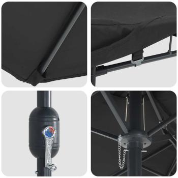 Gartenparasol Schwarz 385 x 209 x 244 cm Stoff